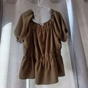 Women's Olive Green Ruffle Top